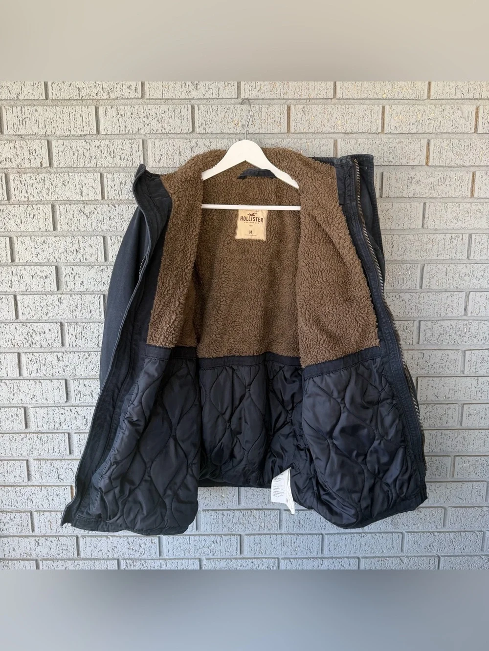 Y2K HOLLISTER Mens Sherpa lined Military Utility  Field Jacket in Navy Blue Sz M